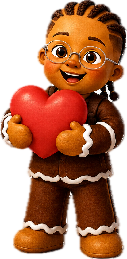 Sir Gingerman holding a heart